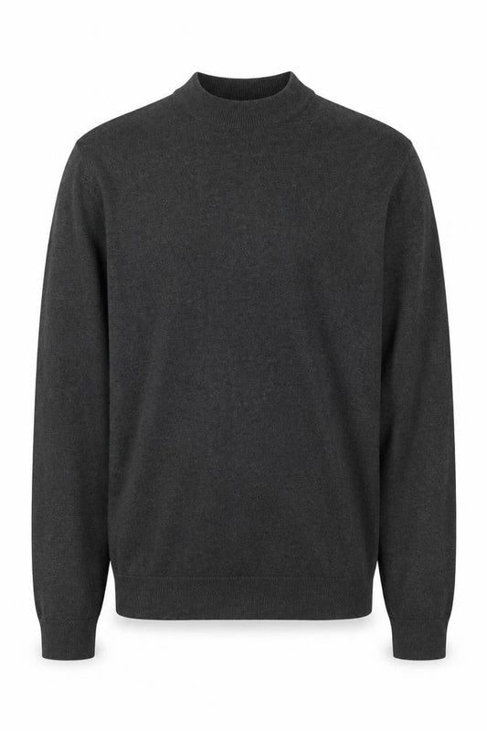 boohooMAN Men's Grey Mock Neck Long Sleeve Lightweight Pullover Jumper XL
