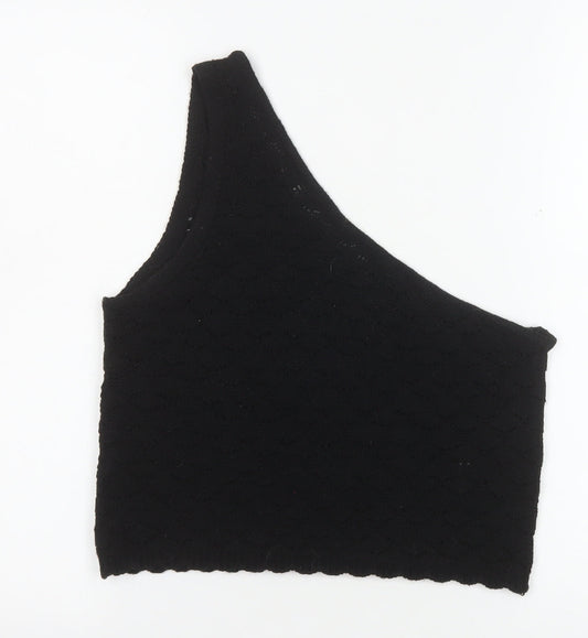 ASOS DESIGN Women’s Black One Shoulder Cropped Knit Tank Top Size 12