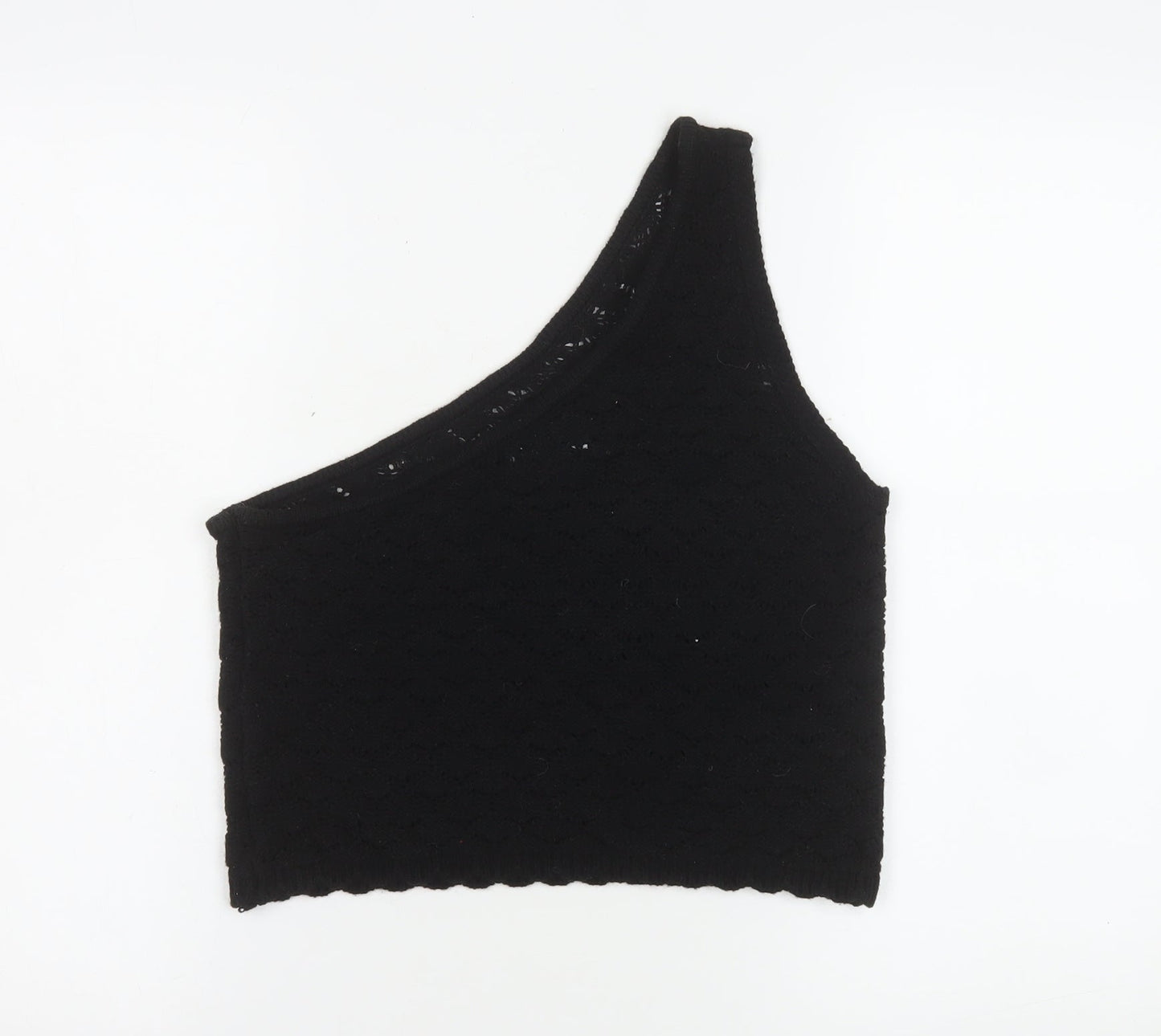 ASOS DESIGN Women’s Black One Shoulder Cropped Knit Tank Top Size 12