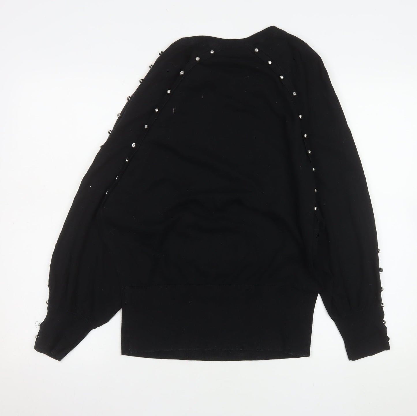 French Connection Women's Black Studded Long Sleeve Jumper Size L