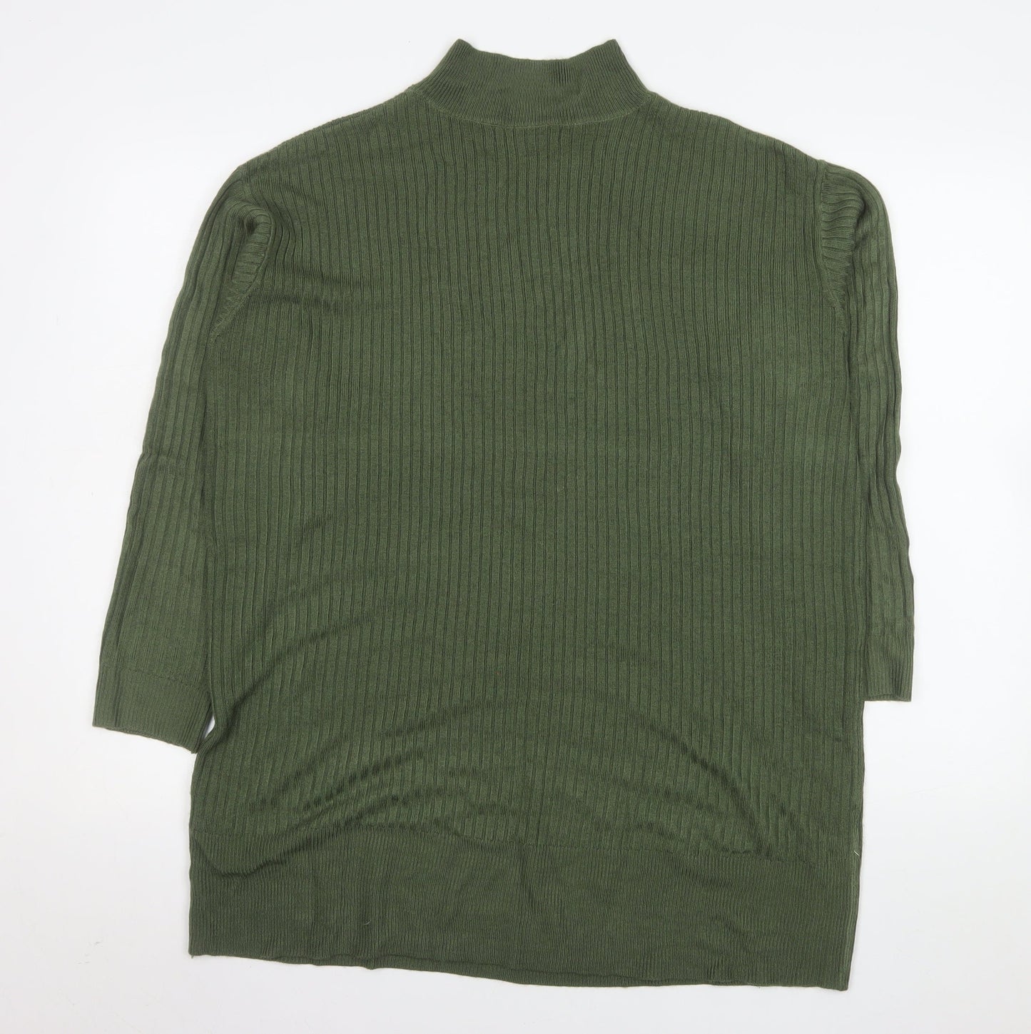 Marks and Spencer Men's Green XL Ribbed High Neck Acrylic Jumper