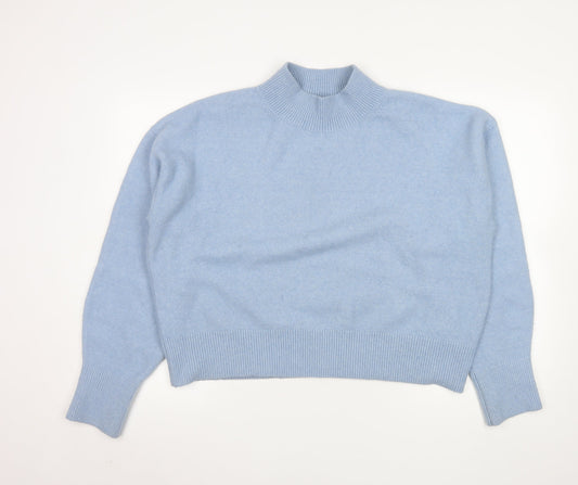 & Other Stories Women Blue Wool Blend Mock Neck Jumper Size 14