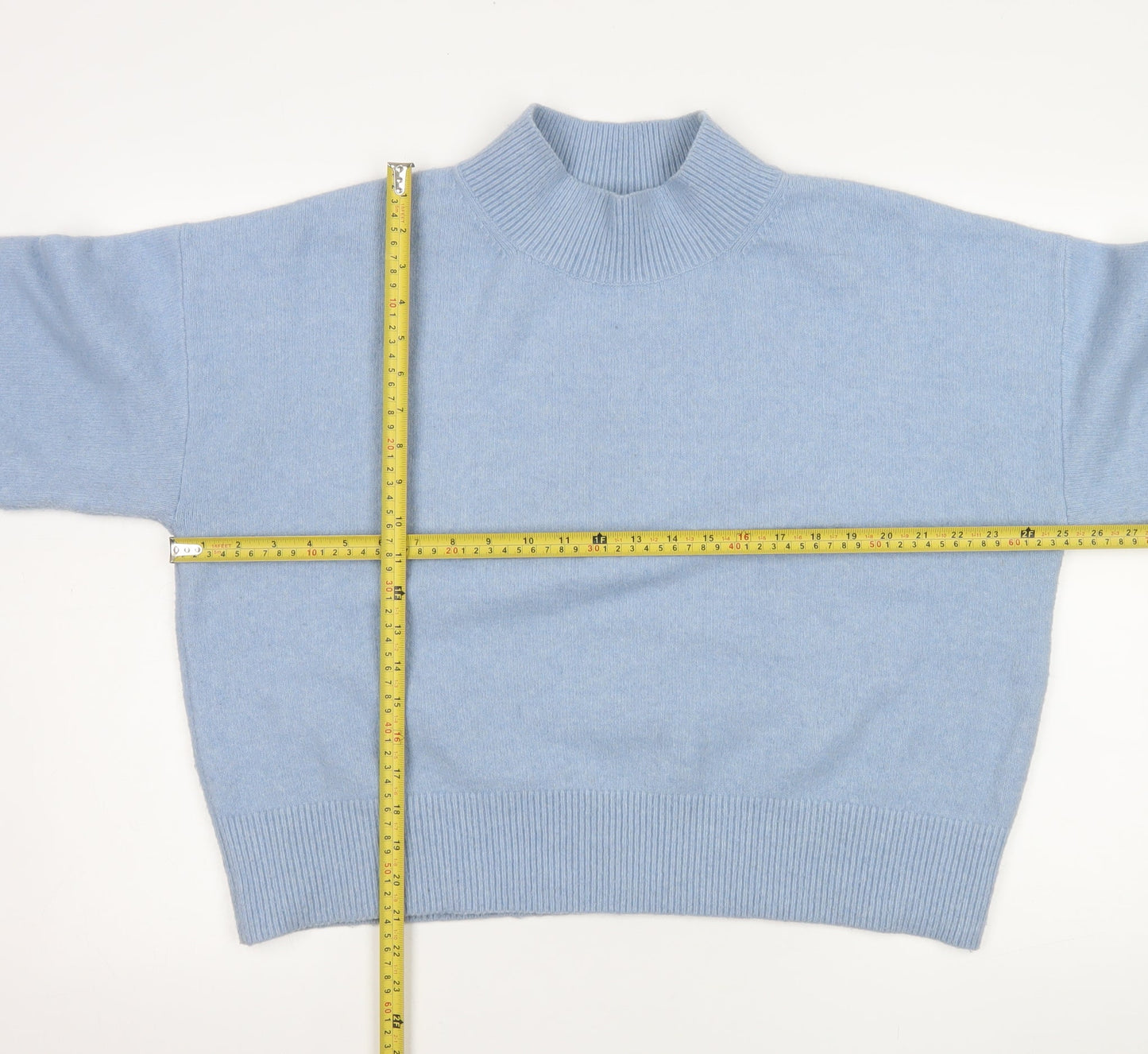 & Other Stories Women Blue Wool Blend Mock Neck Jumper Size 14