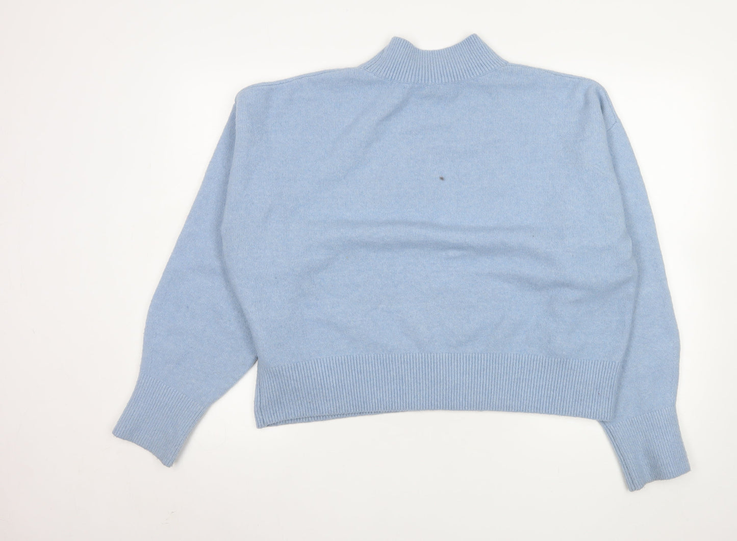 & Other Stories Women Blue Wool Blend Mock Neck Jumper Size 14