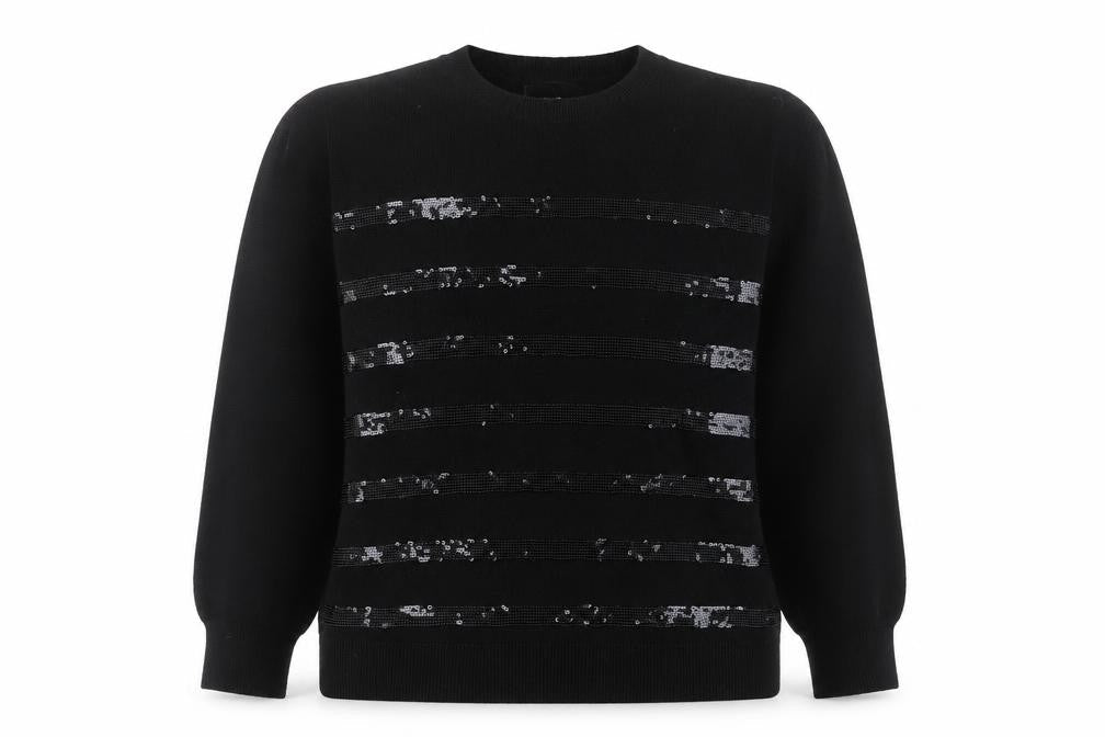 Marks & Spencer Womens Black Sequin Knit Jumper Medium