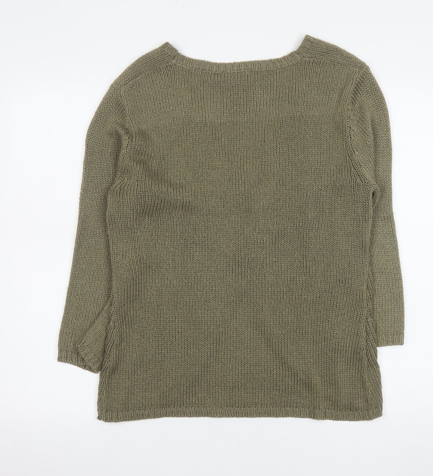 Kaleidoscope Women Green Size 16 V-Neck 3/4 Sleeve Cardigan