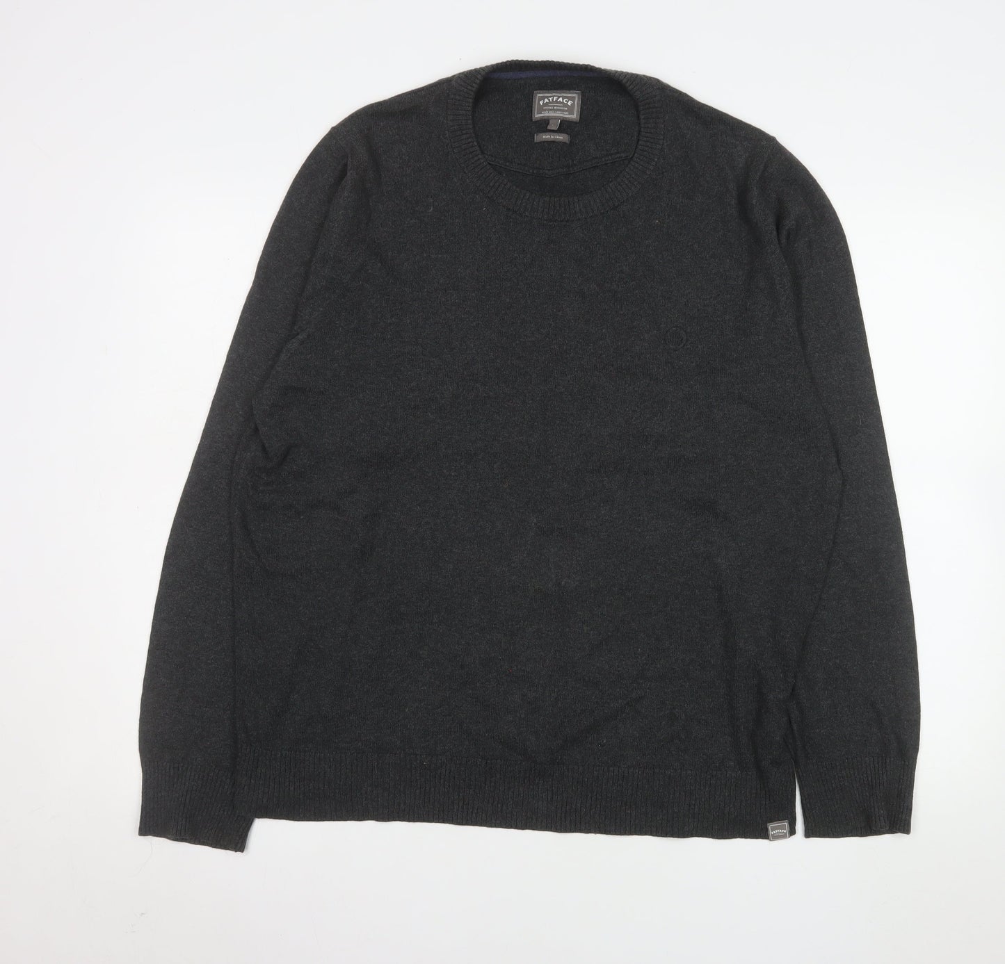 FatFace Men's Grey Cotton Cashmere Crew Neck Jumper L
