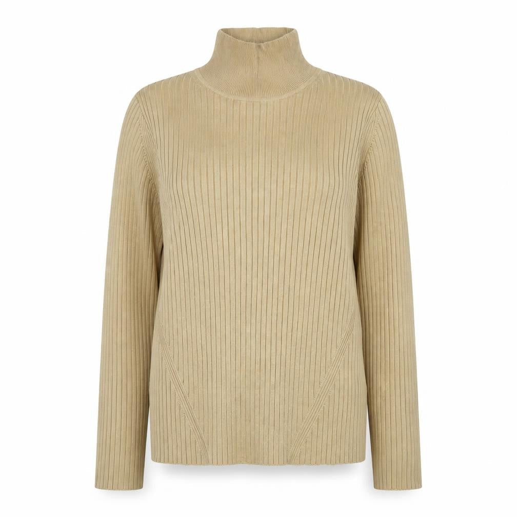 Jaeger Women’s Beige Roll Neck Ribbed Jumper M