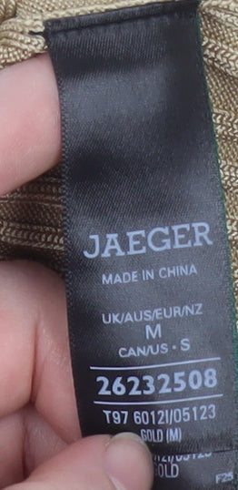 Jaeger Women’s Beige Roll Neck Ribbed Jumper M