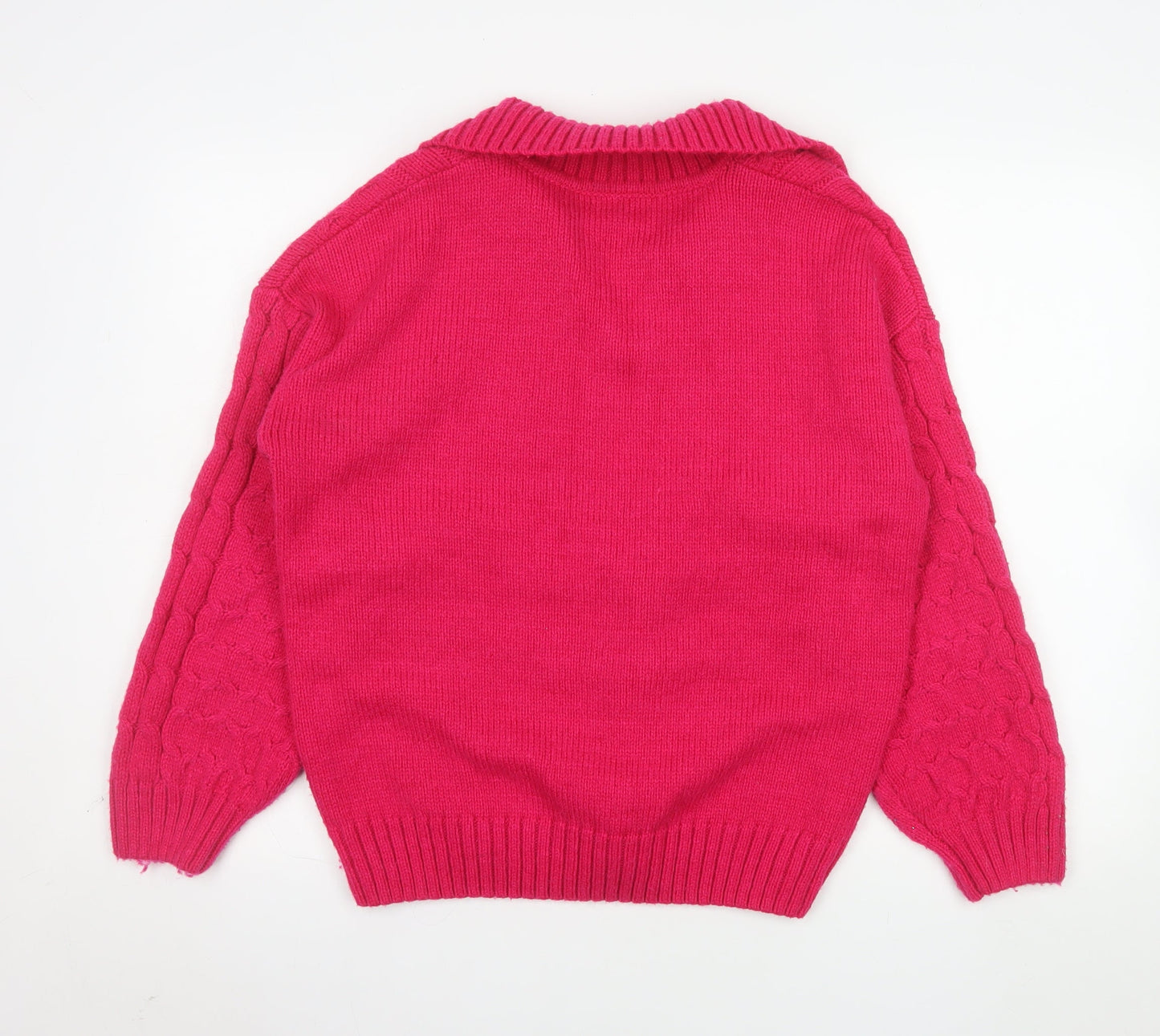 Tu Women’s Pink Collared Cable Knit Pullover Jumper Size 14