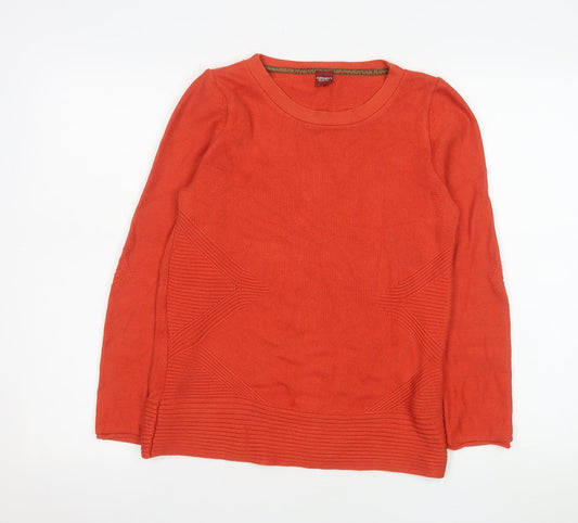 Olsen Women’s Orange Cotton Blend Crew Neck Jumper Size 10
