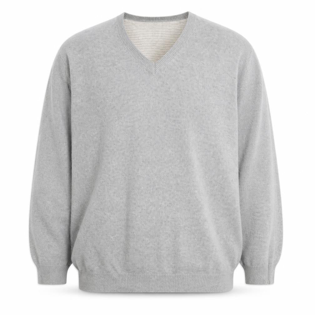 Marks & Spencer Men's Grey 2XL Cotton V-Neck Jumper