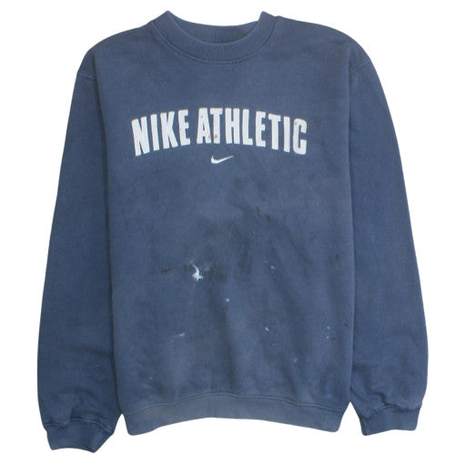 Nike Athletic Men's Blue Crew Neck Sweatshirt M Cotton Fleece