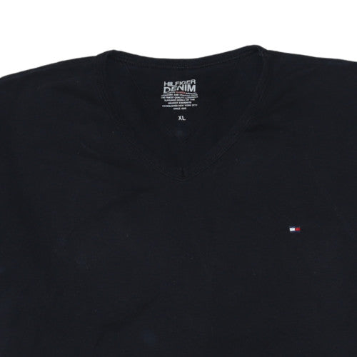 Tommy Hilfiger Men's Black V-Neck Cotton T-Shirt XL