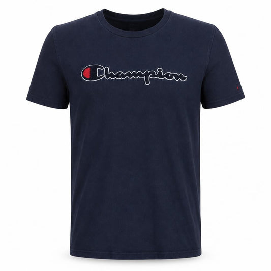 Champion Men's Navy Blue Medium Logo Crew Neck T-Shirt