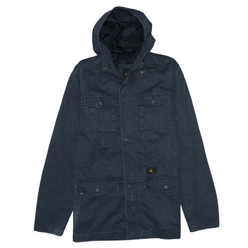 DC Womens Blue Cotton Blend Hooded Parka Jacket Size 16