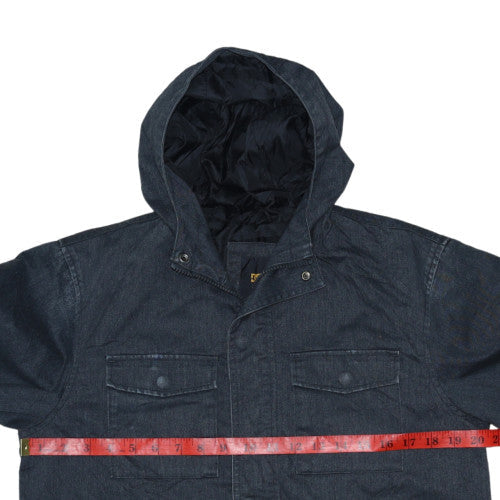 DC Womens Blue Cotton Blend Hooded Parka Jacket Size 16