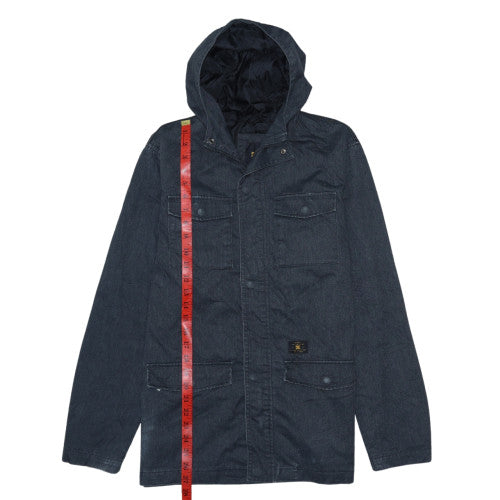 DC Womens Blue Cotton Blend Hooded Parka Jacket Size 16