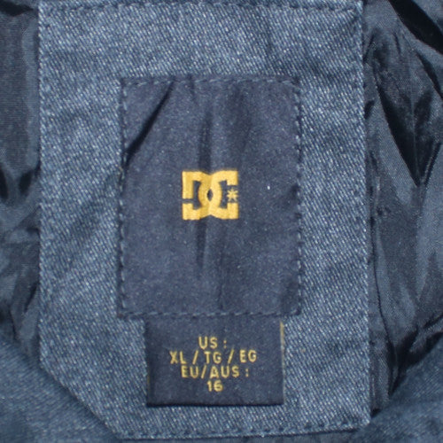 DC Womens Blue Cotton Blend Hooded Parka Jacket Size 16