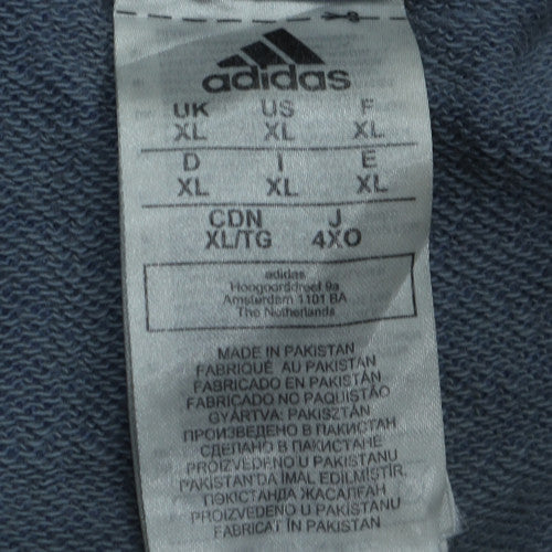 adidas Men Blue XL Pullover Hoodie Fleece Graphic Sportswear