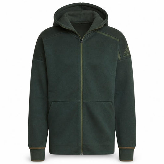 Adidas Men's Green Full Zip Hoodie Size S Regular Fit Fleece