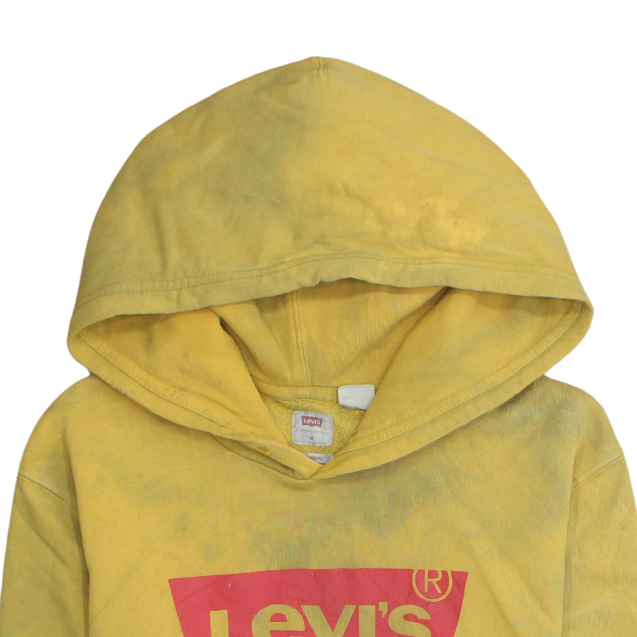 Levi's Men's Yellow Logo Pullover Hoodie Size M Classic Fleece