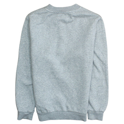 Brand and care label for Nike girls’ grey pullover crew neck fleece sweatshirt, size M