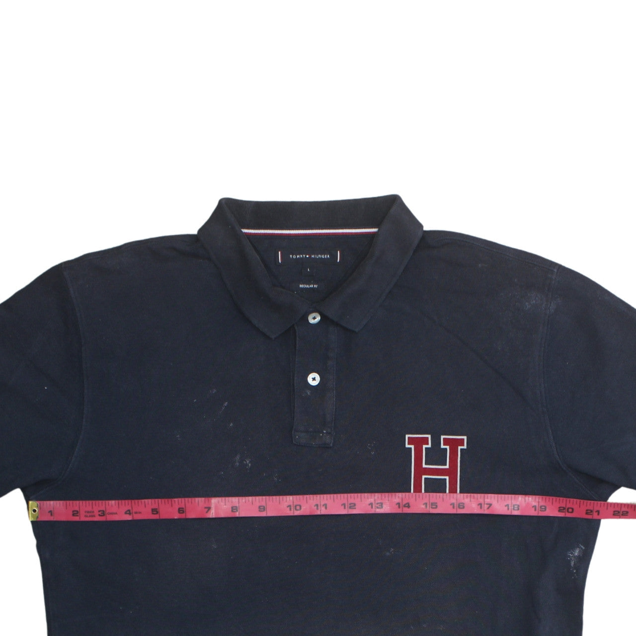 Tommy Hilfiger Men's Navy Blue L Regular Fit Cotton Polo Shirt