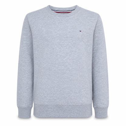 Front view of Tommy Hilfiger boys’ grey pullover sweatshirt, size 164, long sleeve