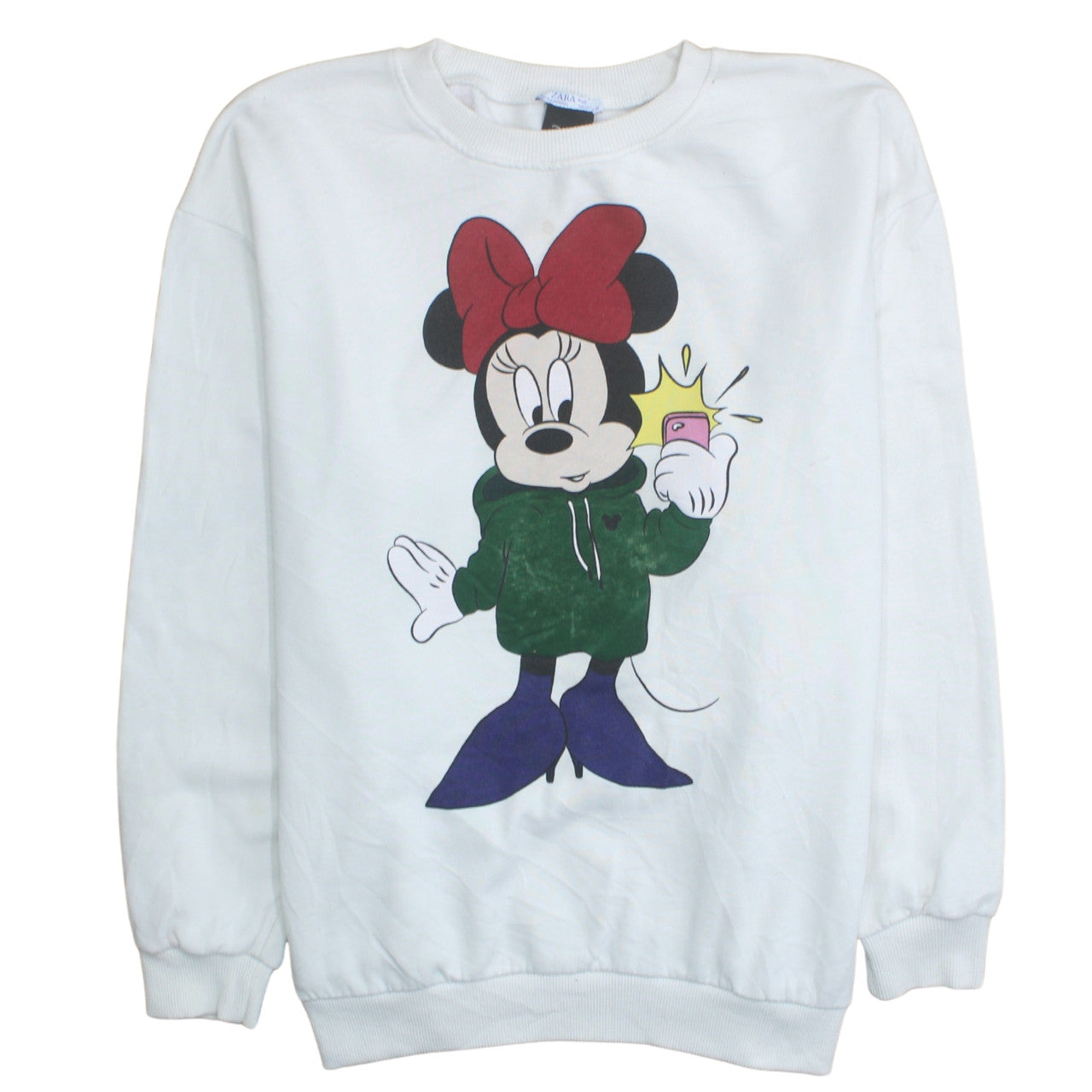 Zara Disney Women White Minnie Mouse Sweatshirt Size 10