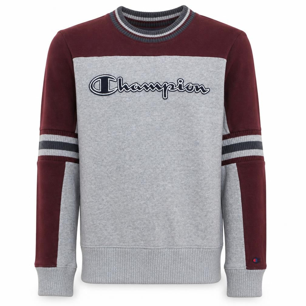 Champion Men’s Grey Burgundy Crew Neck Sweatshirt Medium Pullover Logo
