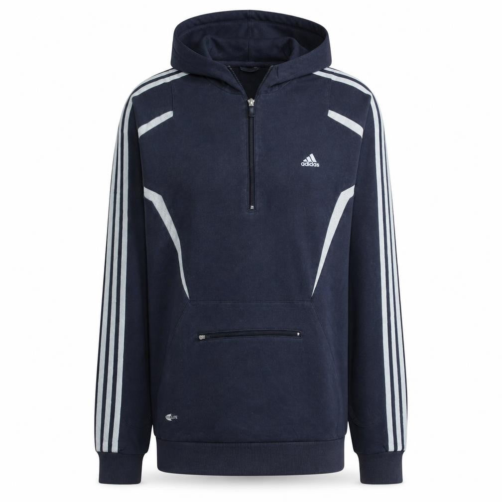 Adidas Mens Blue 1/2 Zip Hooded Sweatshirt L Sportswear Hoodie