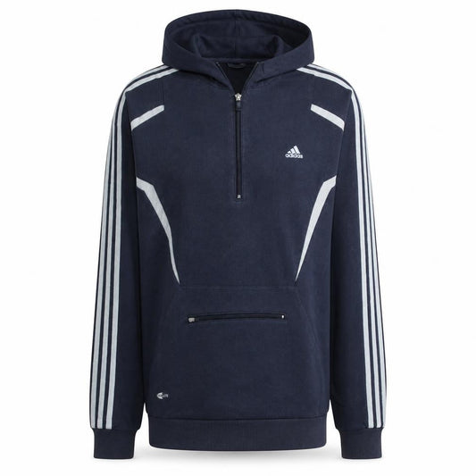 Adidas Mens Blue 1/2 Zip Hooded Sweatshirt L Sportswear Hoodie