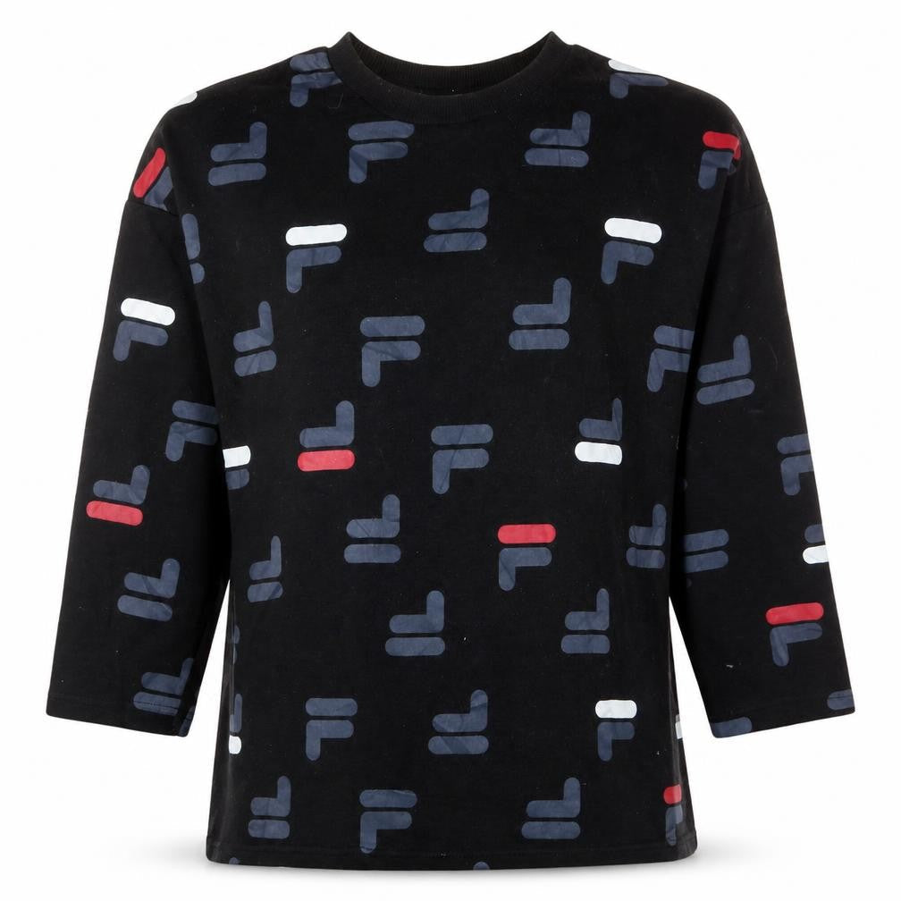 Fila Women's Black Graphic Print Pullover Sweatshirt Size M