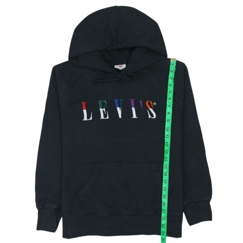 Levi's Womens Black Large Pullover Hoodie Embroidered Logo Cotton Blend