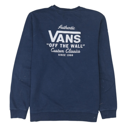Vans Men's Blue XL Pullover Crew Neck Sweatshirt with Logo Print