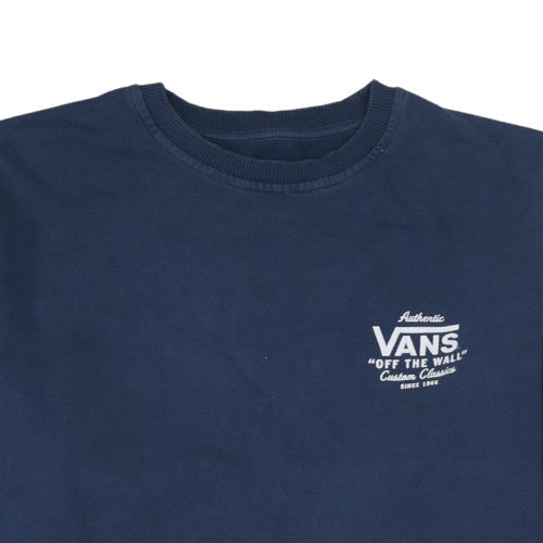 Vans Men's Blue XL Pullover Crew Neck Sweatshirt with Logo Print
