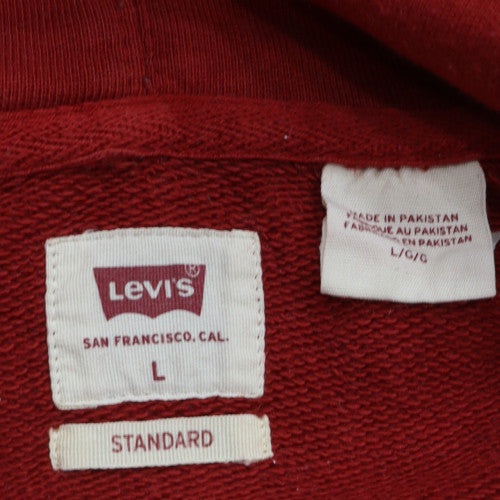 Levi's Men's Red Pullover Hoodie L Regular Fit Cotton Sweatshirt