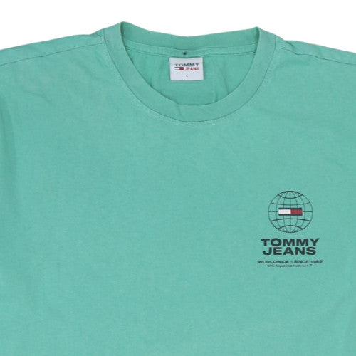 Tommy Jeans Men's Green Cotton Logo T-Shirt Size L