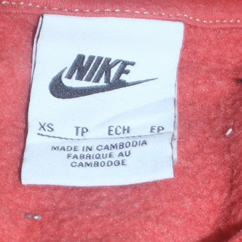 Nike Womens Red XS Pullover Crew Neck Sweatshirt Cotton Blend