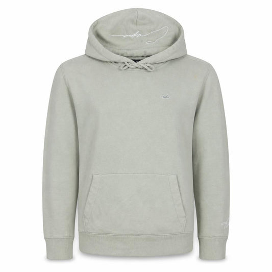 Hollister Men’s Beige Pullover Hoodie XS Embroidered Logo