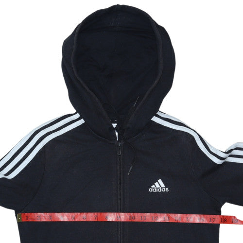 Adidas Womens Black Full Zip Hoodie Size S 8-10 Hooded Sweatshirt