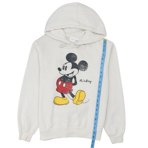 H&M Disney Women Ivory Hoodie M Mickey Mouse Graphic Cotton Blend