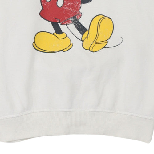 H&M Disney Women Ivory Hoodie M Mickey Mouse Graphic Cotton Blend