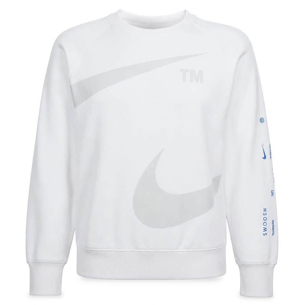 Nike Men's White Small Pullover Sweatshirt with Logo Print