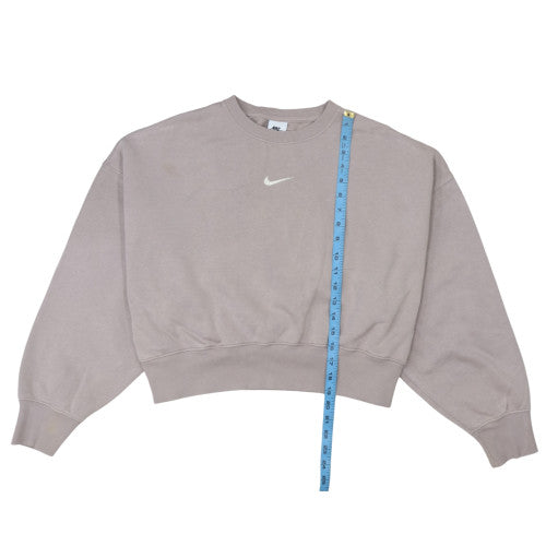Nike Women’s Beige Pullover Sweatshirt XS Relaxed Fit Cotton Blend