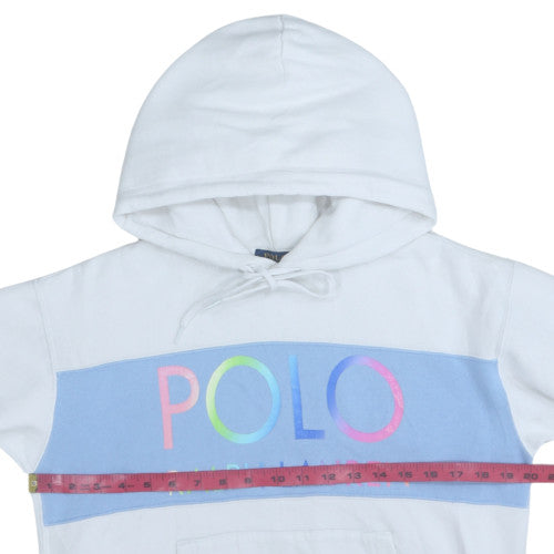 Polo Ralph Lauren Women White Pullover Hoodie S Hooded Logo Cotton Blend