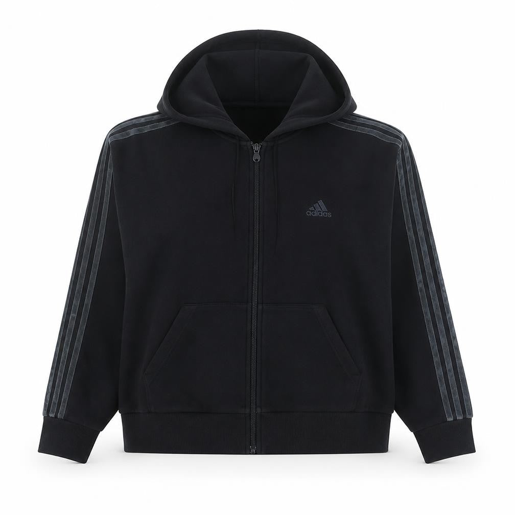 Adidas Womens Black Full Zip Hoodie Size L Fleece Lined