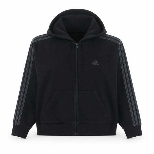 Adidas Womens Black Full Zip Hoodie Size L Fleece Lined