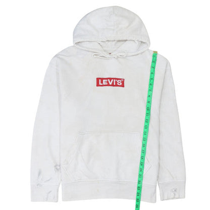Levi's Men's White Relaxed Fit Logo Pullover Hoodie Size M